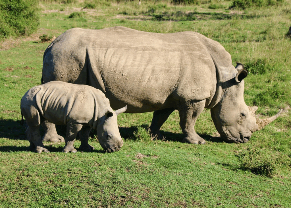 Rhinos grazing in Kruger National Park